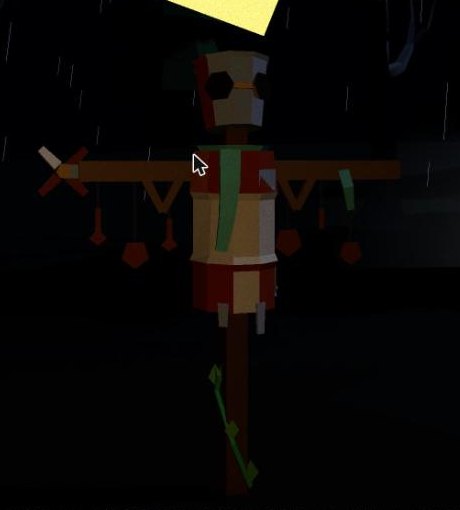 The scarecrow at the west tree line